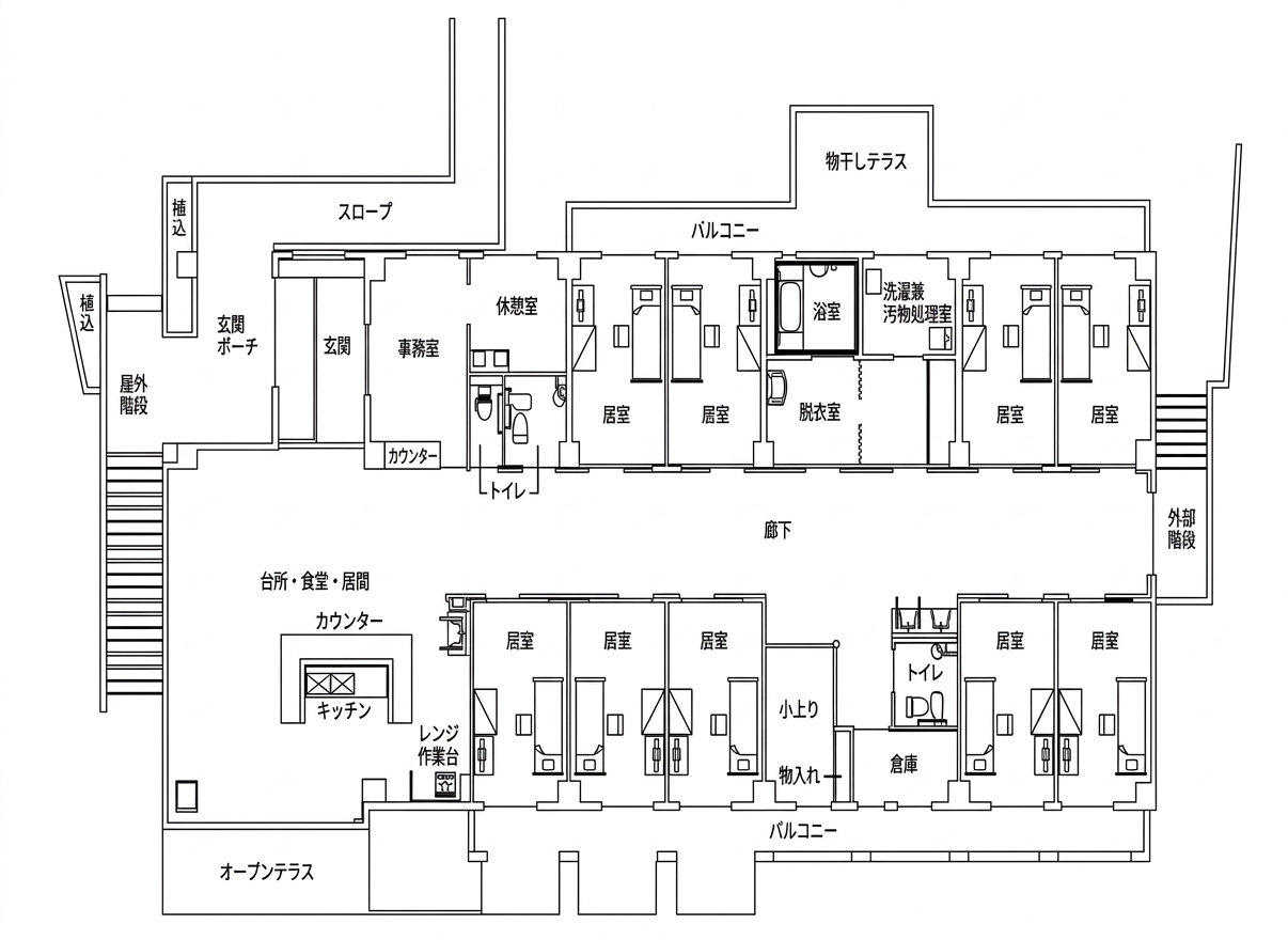 ケアシティ白雲台 施設の間取り